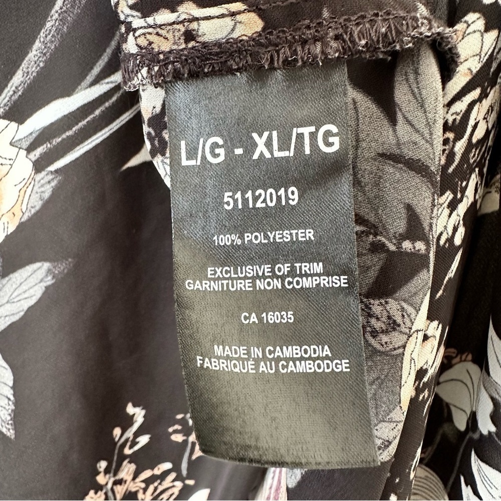 Tahari-dark Floral Open Summer Kimono (Size:L/XL) - Picture 10 of 11